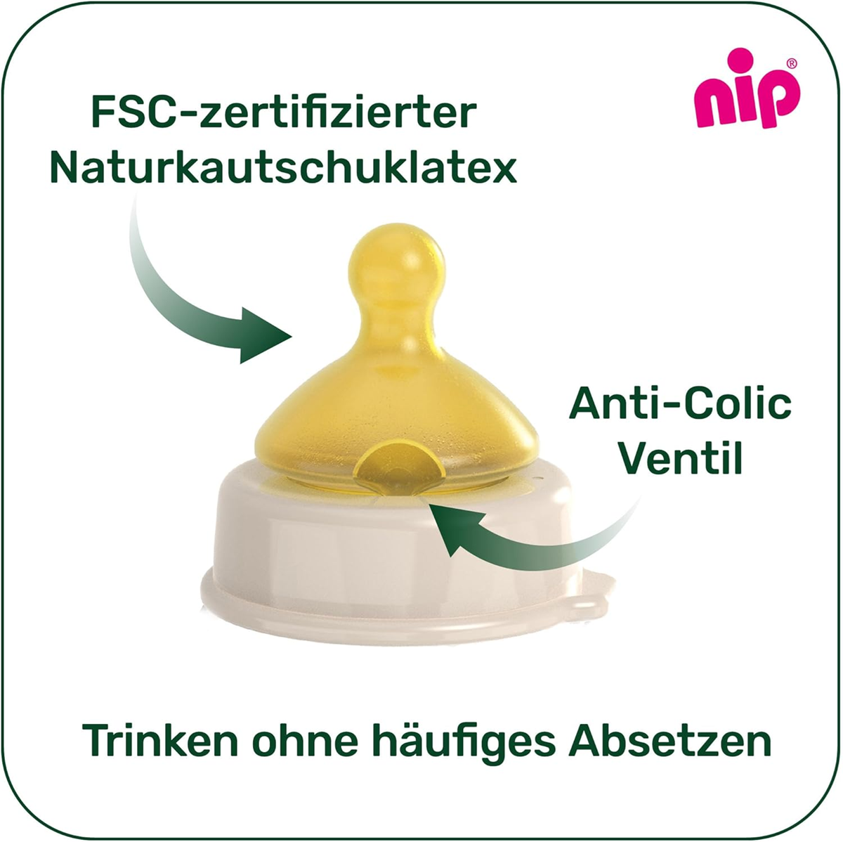NIP Cherry Green smoczek do butelki M 0+ x2 LATEX