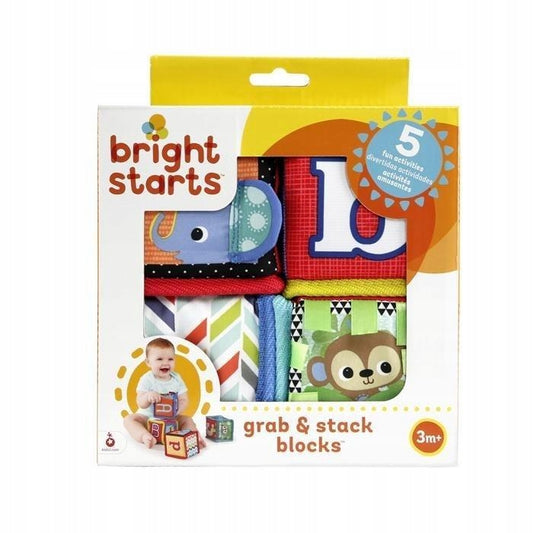 BRIGHT STARTS Grab&Stack zestaw miękkich klocków sensorycznych