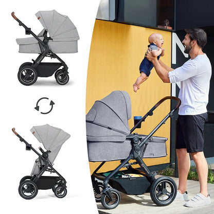 KINDERKRAFT B-TOUR carrinho multifunções 3 em 1 até 22kg + cadeira auto MINK PRO