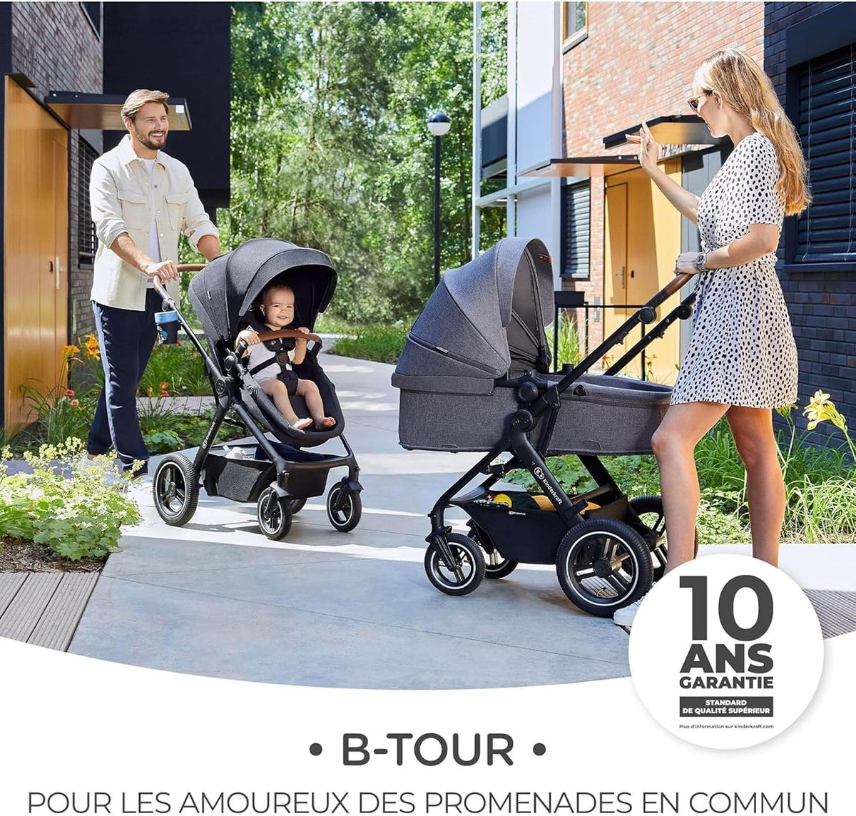 KINDERKRAFT B-TOUR carrinho multifunções 3 em 1 até 22kg + cadeira auto MINK PRO