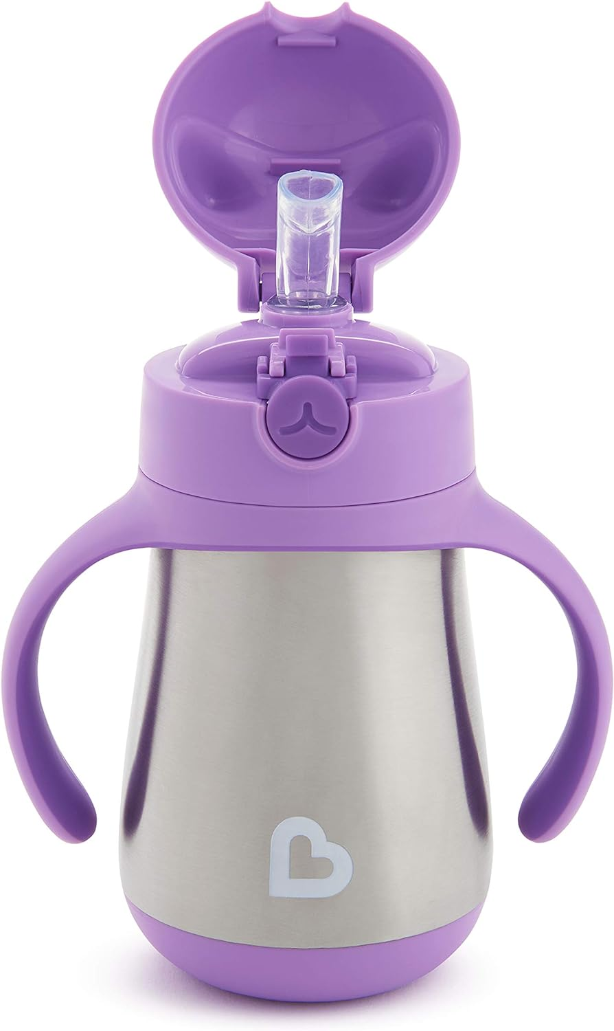 MUNCHKIN Cool Cat rozsdamentes acél, szívószálas itatópohár, 237 ml
