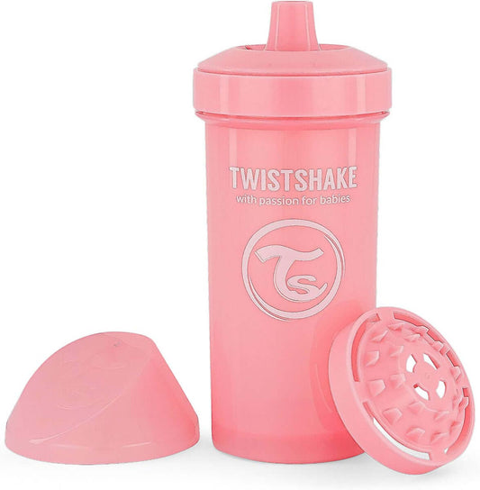 TWISTSHAKE Kid Cup kubek niekapek z ustnikiem i blenderem 360 ml 12 m+ różowy, BPA free