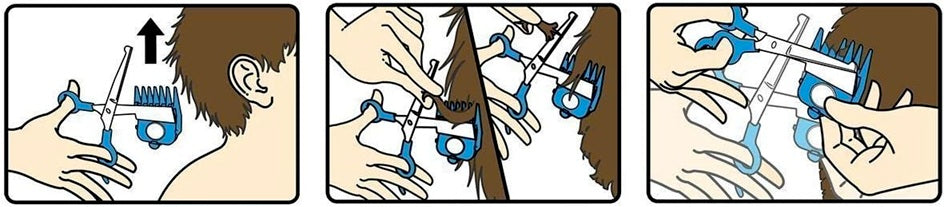 CALMING CLIPPER hajvágó olló + 9 vezetőfésű és kötény "O"
