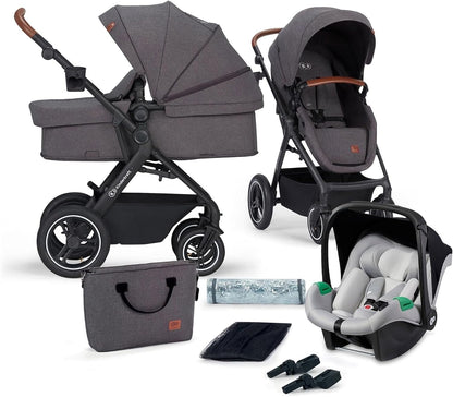 KINDERKRAFT B-TOUR carrinho multifunções 3 em 1 até 22kg + cadeira auto MINK PRO