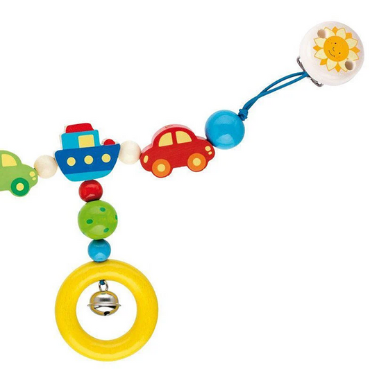 HEIMESS dřevěný závěs s rolničkami na kočárek, postýlku, autosedačku 40 cm