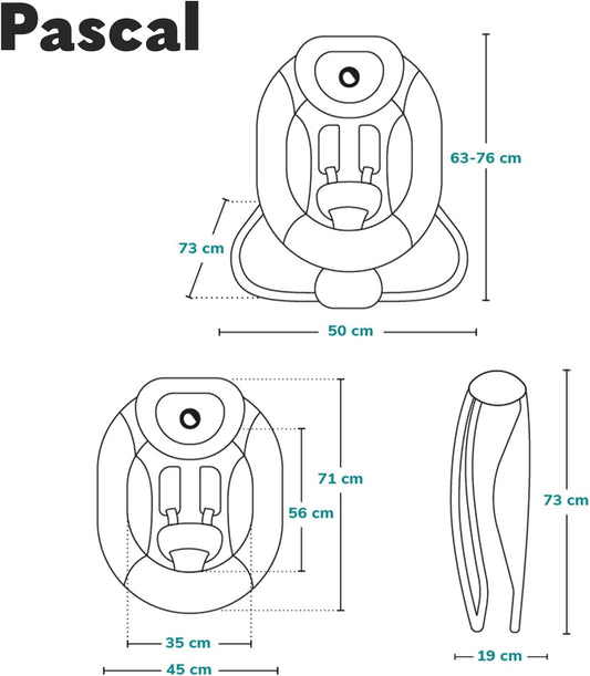 LIONELO PASCAL 2 în 1 balansoar leagăn până la 9kg melodii + vibrații