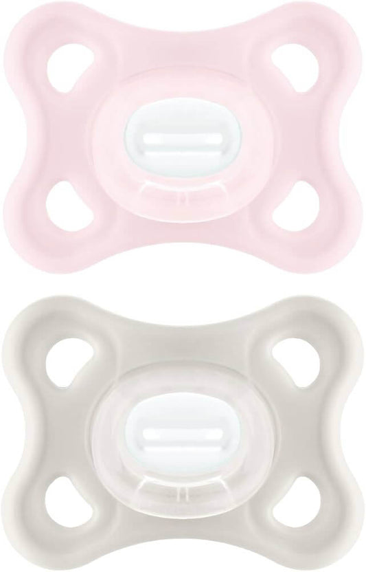 MAM Comfort smoczek uspokajający silikonowy 3-12m, różowy i beżowy, 100% silikon, lekki i przyjazny karmieniu piersią