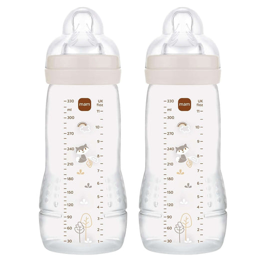 MAM Easy Active zestaw butelek 2x 330 ml 4 m+ smoczek 2 LIS, butelki dla niemowląt z liskiem