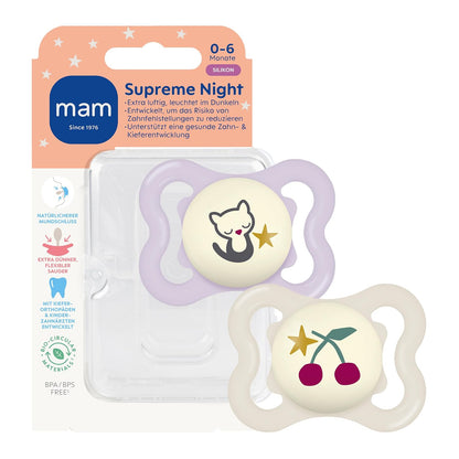 MAM Supreme Night silicone pacifier 0–6 months x2