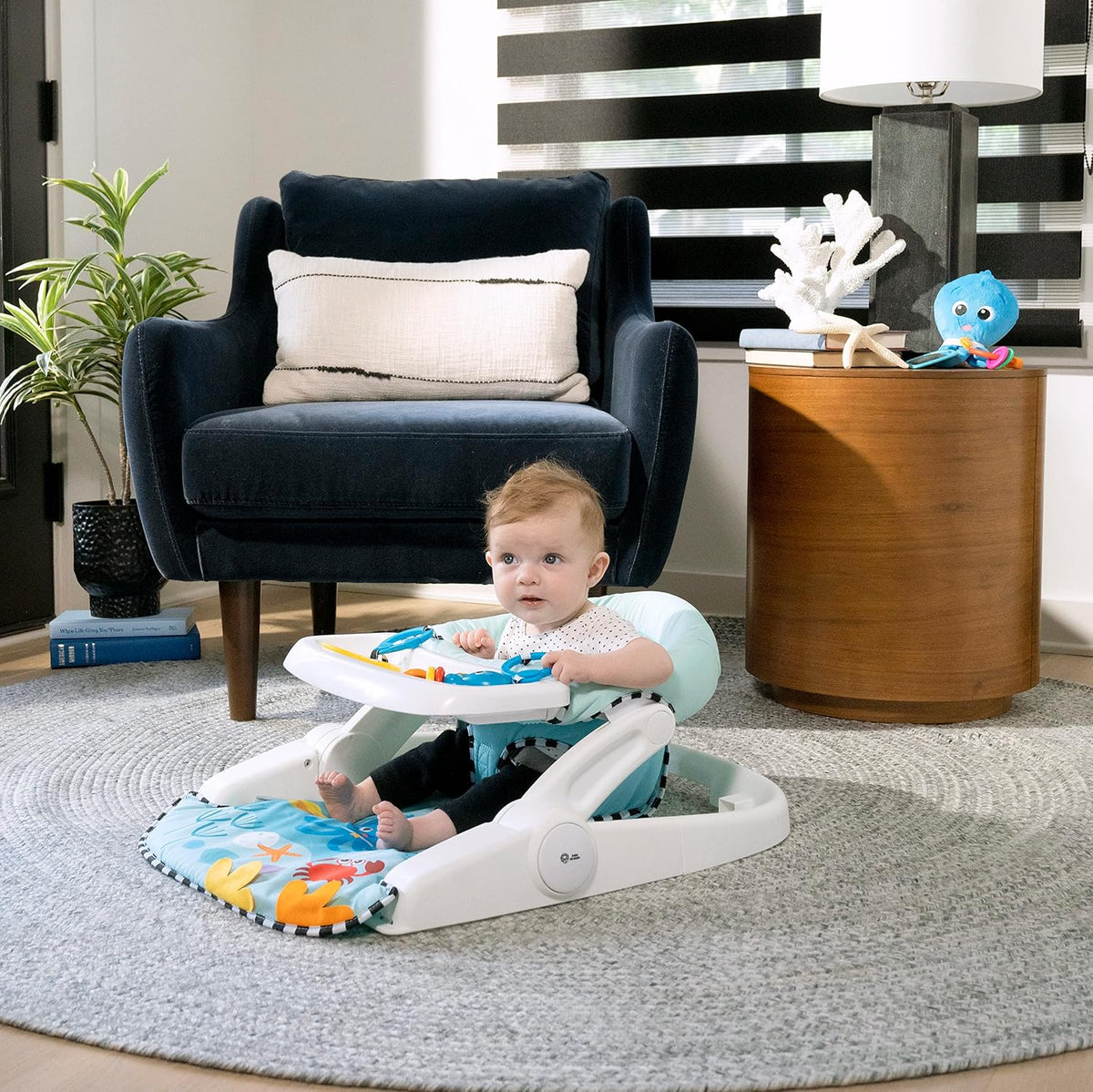 Baby Einstein Sea of Support scaun 2în1 cu măsuță detașabilă 4 luni+