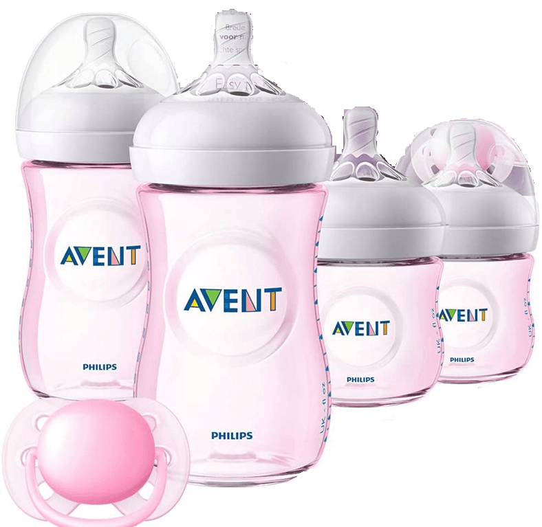 PHILIPS AVENT SCD301/03 zestaw dla noworodków, 4 butelki i smoczek, różowy, BPA free