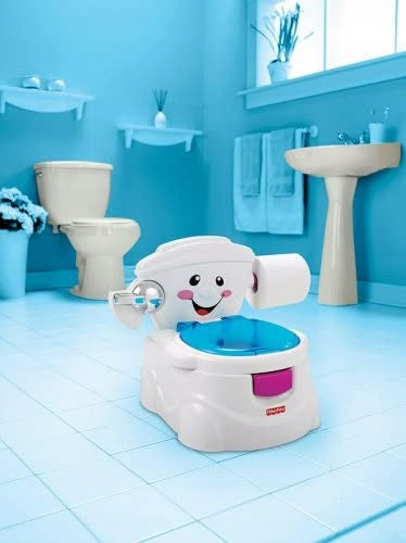 FISHER PRICE nocnik Moja Pierwsza Toaleta DE interaktywny nocnik dla dzieci w łazience, nauka korzystania z toalety