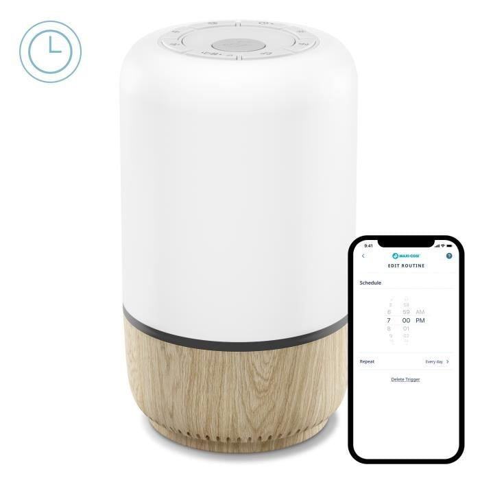MAXI-COSI Soothe éjjeli LED lámpa hangszóróval Connected Home alkalmazással