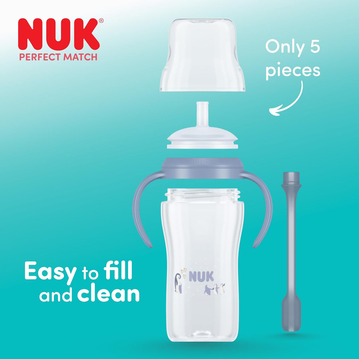 NUK Perfect Match cană cu pai 260 ml 8m+