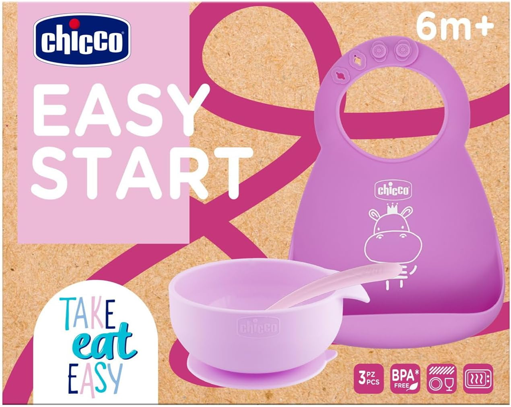 CHICCO EASY START Schale mit Saugnapf Löffel Lätzchen 6 Monate+