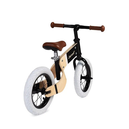 JANOD Bikloon Deluxe drewniany rowerek biegowy 12" siodełko 40-46 cm, czarno-brązowo-biały, dla dzieci 3+