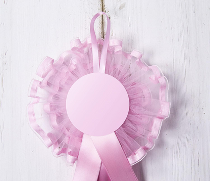 MARELI rosett för ett barns födelse 32 cm keramik tyll satin