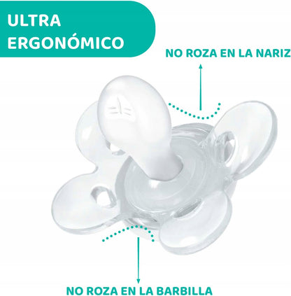 CHICCO PhysioForma COMFORT smoczek x2 6-16m ultra ergonomiczny, nie ociera nosa i brody