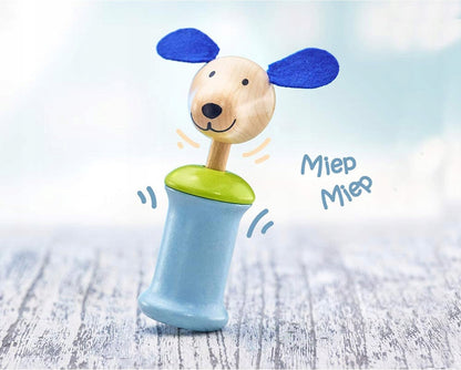 SELECTA Ringo jucărie din lemn cu mâner și fluier, CÂINE, 12,5 cm