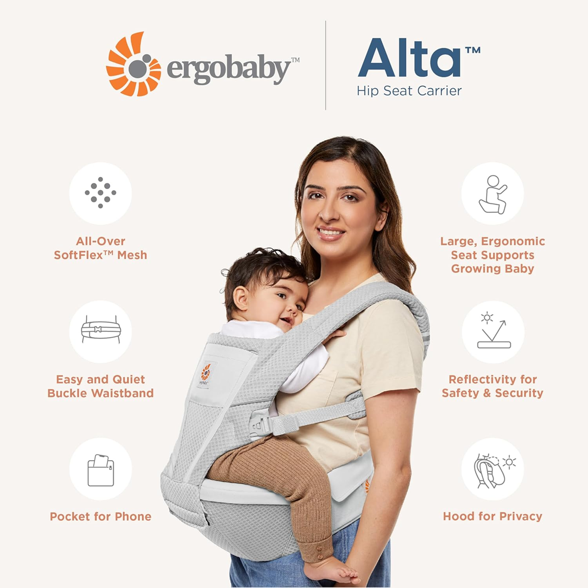 ERGOBABY ALTA nosidełko z siedziskiem biodrowym 5,5-20kg
