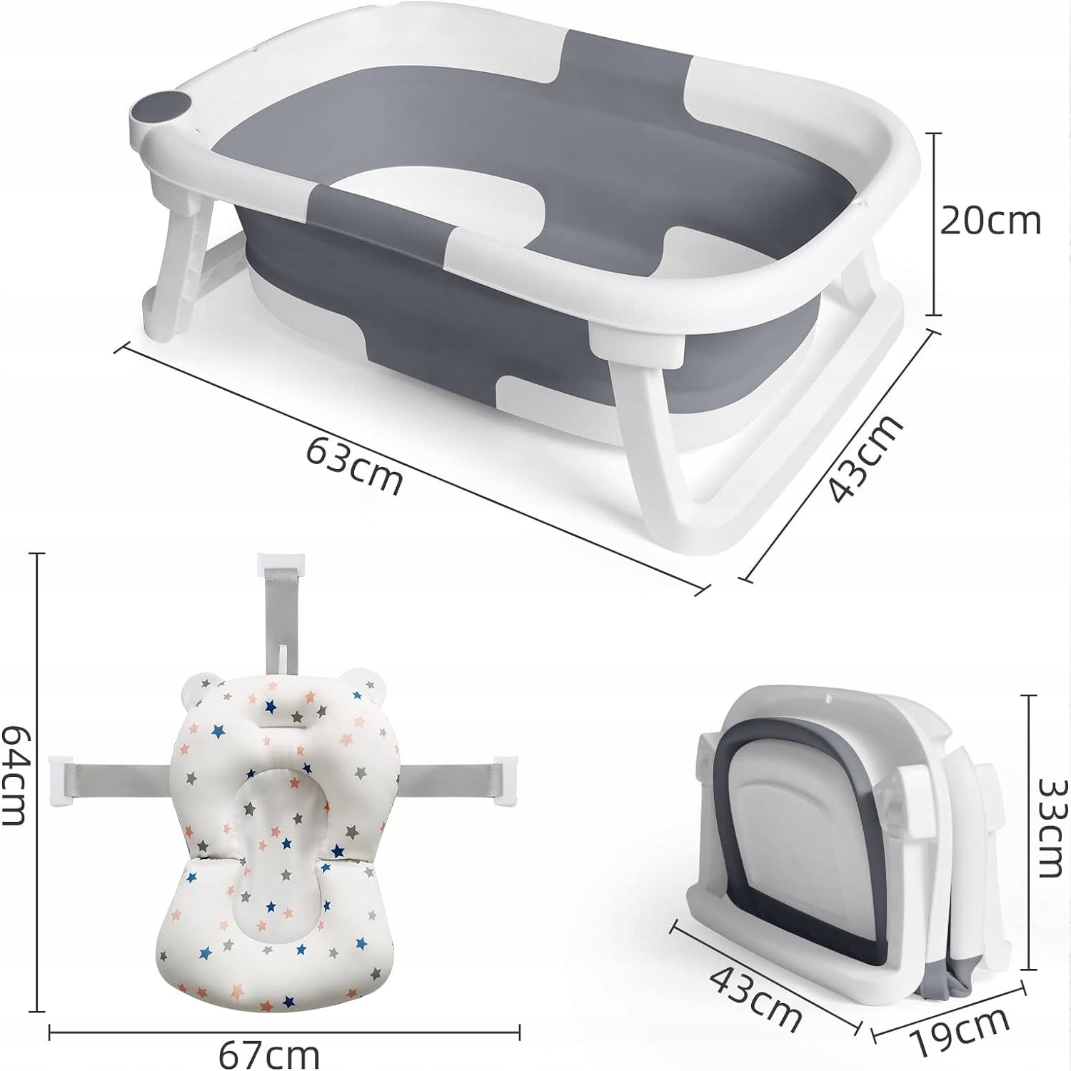 GLENMORE foldable bath tub with drain