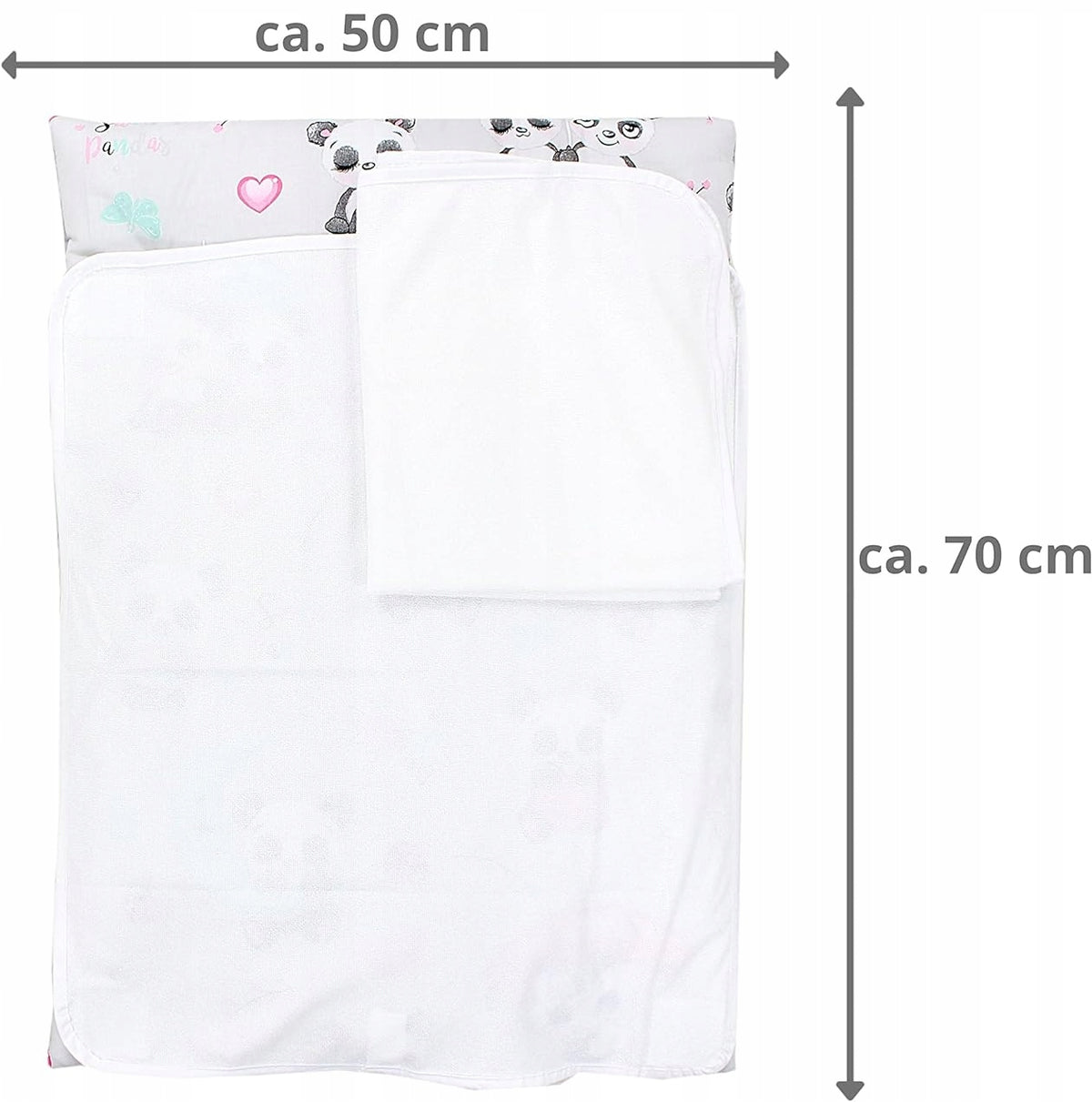 TUPTAM miękki przewijak z pokrowcami x2 75x50 cm, biały przewijak z wymiarami ca. 70 x 50 cm