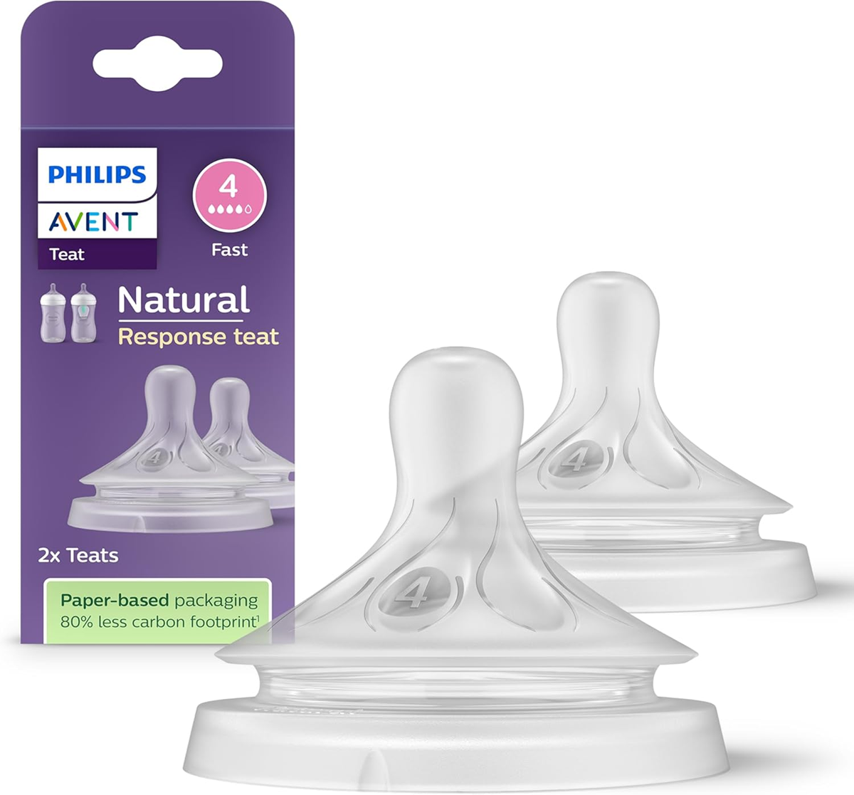 PHILIPS AVENT Natural RESPONSEbottle teats x2age 3msc+, size 4BPA-freeNew condition, replacement packaging