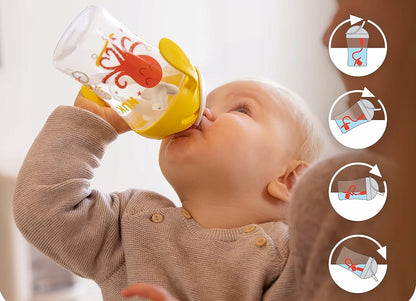 NUK Motion Cup NIEKAPEK z elastyczną słomką 8 m+