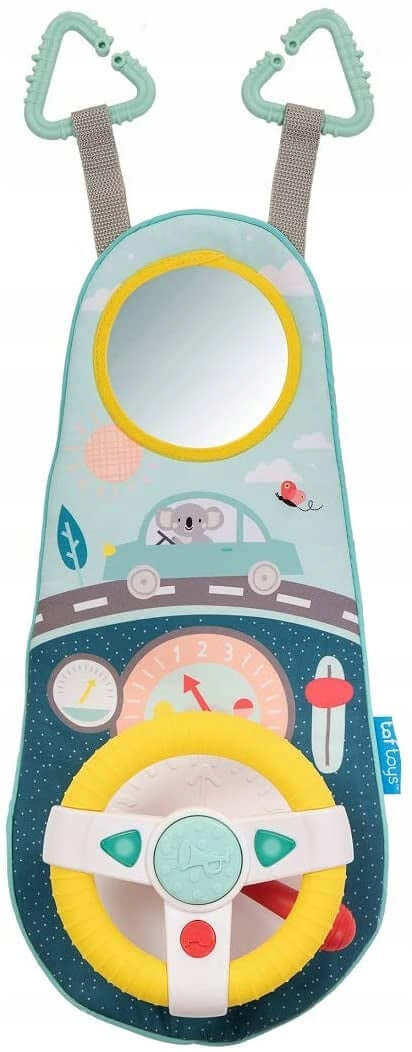 TAF TOYS kierownica dziecięca do samochodu KOALA, interaktywna mata z lusterkiem dla dziecka 12 msc+