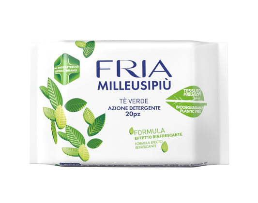 FRIA Milleusi Piu dreilagige Feuchttücher Grüner Tee x20