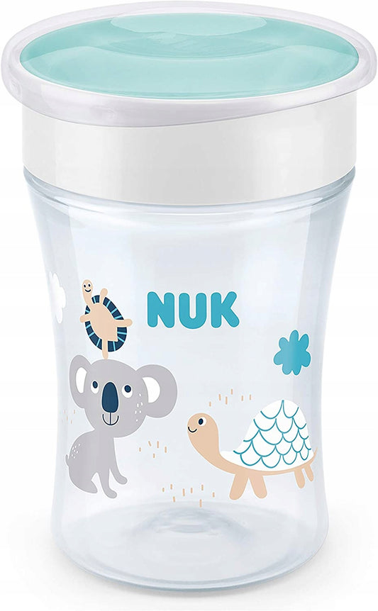 NUK Magic Cup KUBEK NIEKAPEK ustnik 360, turkusowy kubek 230 ml z pokrywką, bez BPA