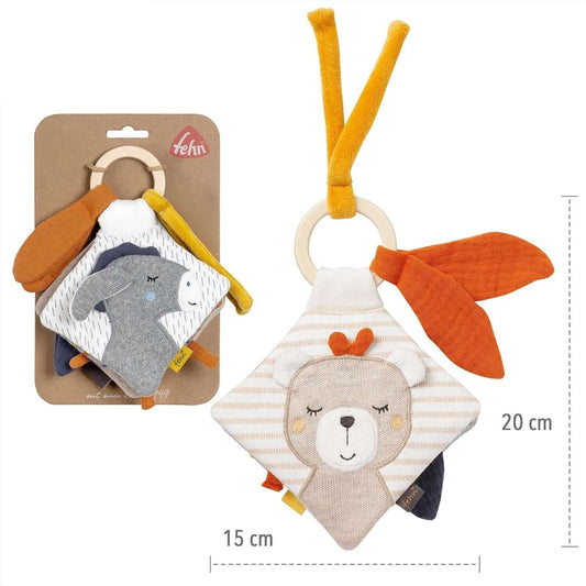 FEHN NATUR bawełniana książeczka sensoryczna OSIOŁ i MIŚ 15 x 20 cm – zdjęcie 2