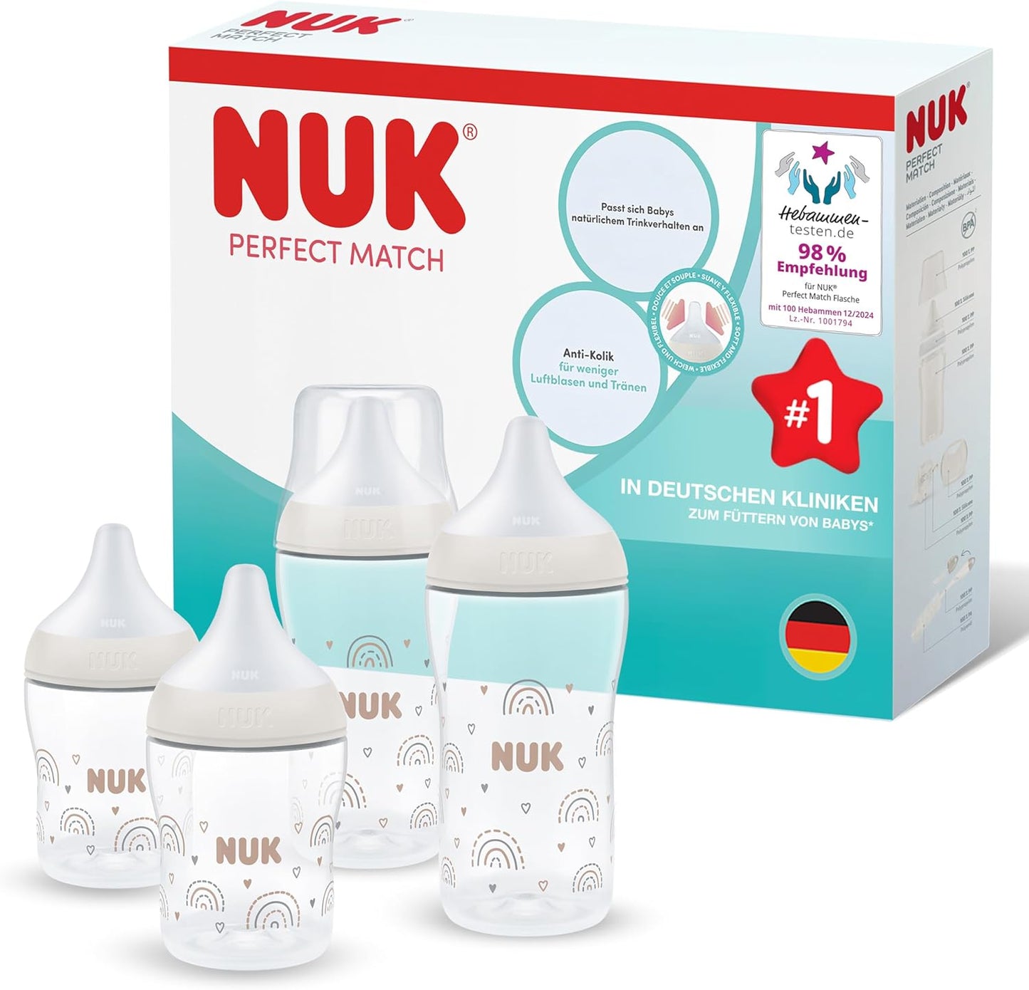 NUK Perfect Match butelki antykolkowe 150/260 ml 3m+