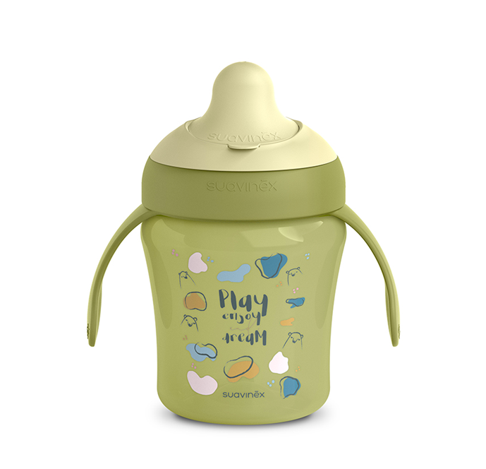 SUAVINEX Learning Cup cană anti-vărsare cu muștiuc rigid, 200 ml, 6 luni+