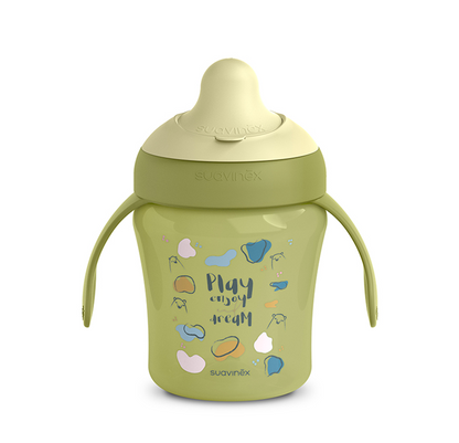 SUAVINEX Learning Cup cană anti-vărsare cu muștiuc rigid, 200 ml, 6 luni+