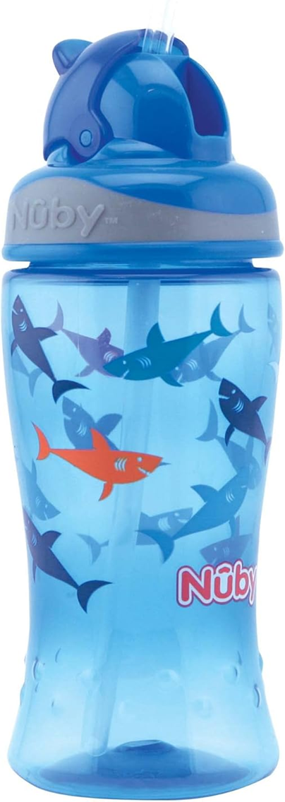 NUBY Flip-it Cup spillfri mugg med sugrör 12 m+ 360 ml HAIAR