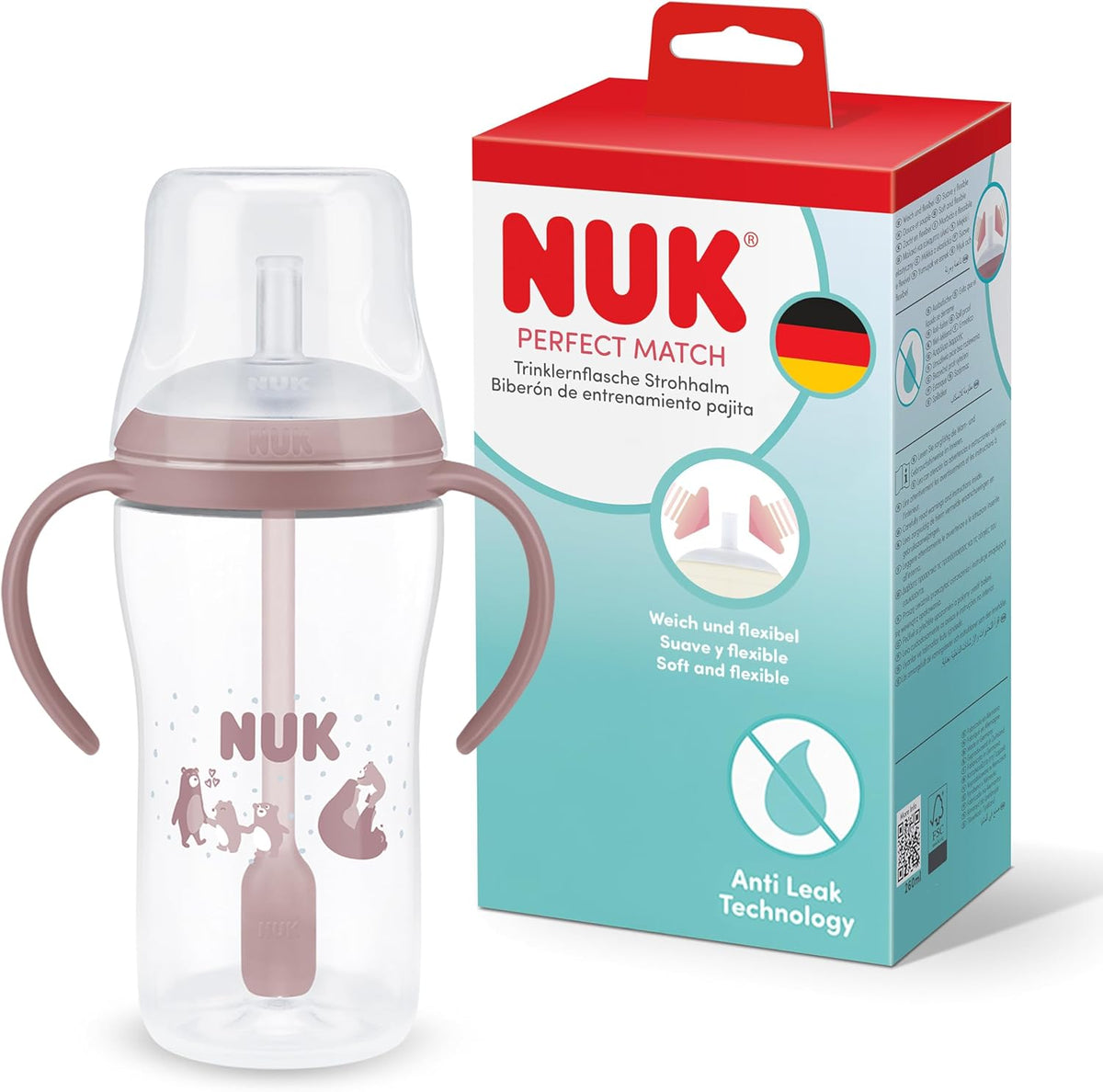 NUK Perfect Match cană cu pai 260 ml 8m+