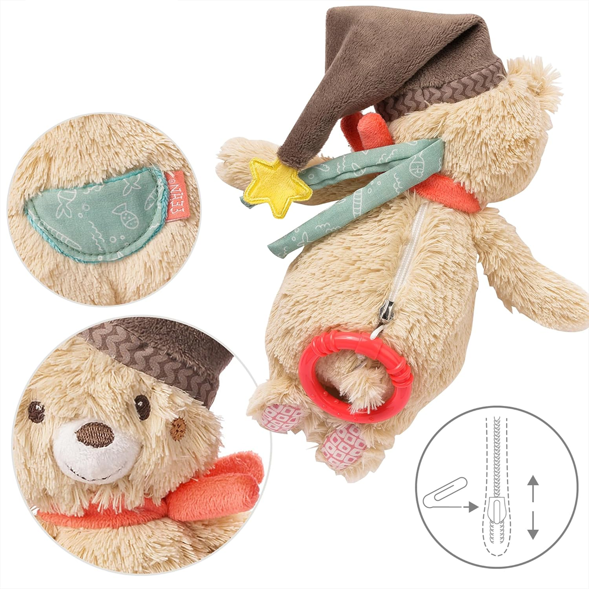 FEHN Urso Bruno peluche com caixa de música 21 cm
