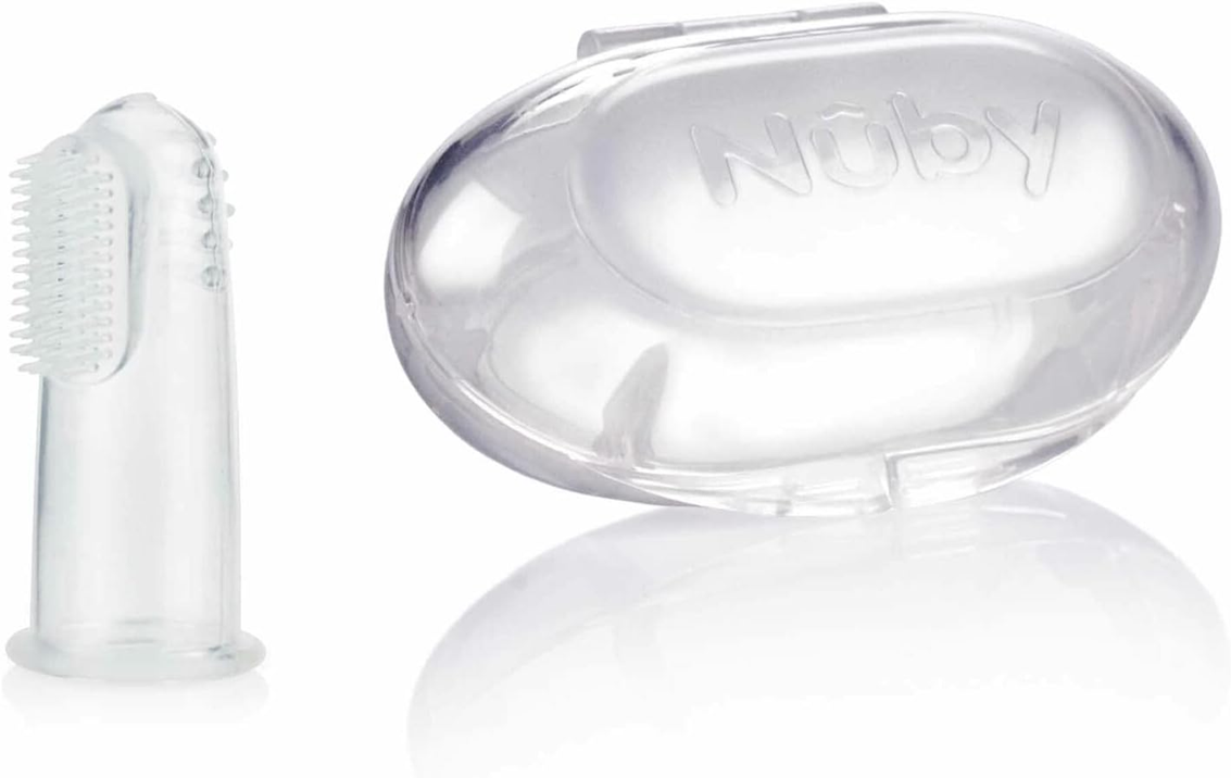 NUBY periuță de dinți din silicon pentru deget + toc