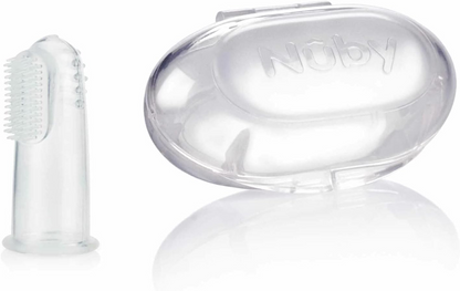 NUBY periuță de dinți din silicon pentru deget + toc