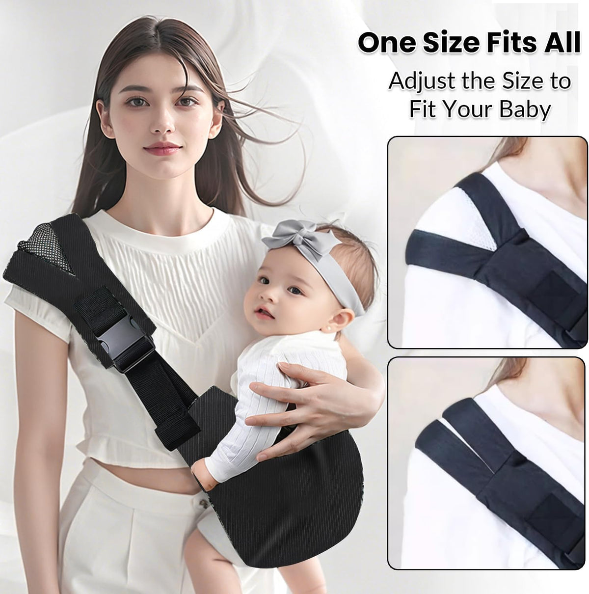 Portabebés ajustable para niños de 3 a 36 meses, negro