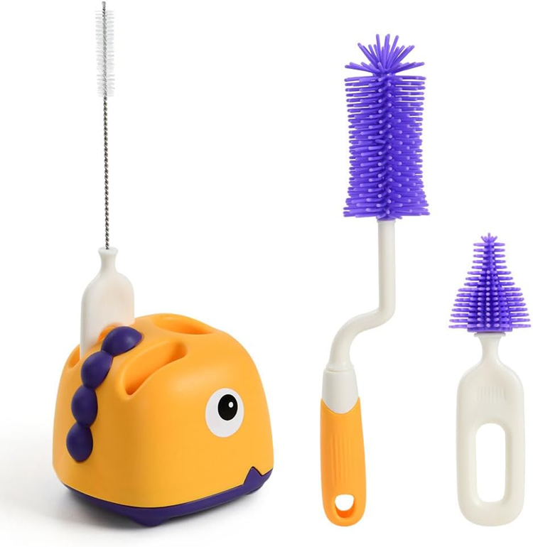 VICLOON 3v1 silikonske ščetke za čiščenje stekleničk, dud in slamic 32cm