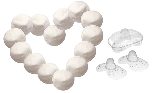 MOM'S PADreusable breast pads + washbag and cosmetic bagset of 14 pcs.colour whitediameter 12 cmdominant