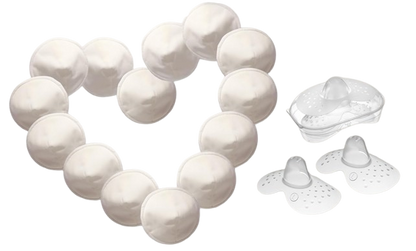 MOM'S PADreusable breast pads + washbag and cosmetic bagset of 14 pcs.colour whitediameter 12 cmdominant
