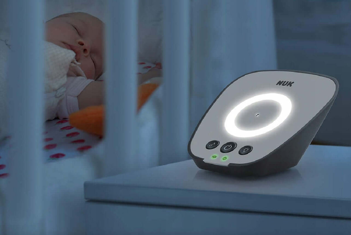 NUK Eco Control 530D elektroniczna niania FHSS, biało-czarny monitor z podświetleniem przy łóżeczku dziecka