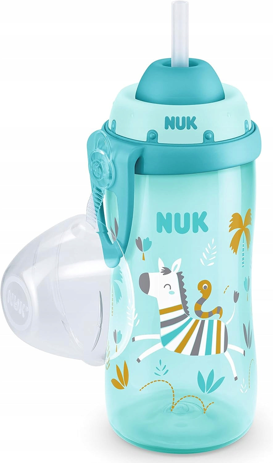 NUK Flexi Cup BUTELKA ze słomką 300 ml efekt kameleona, niebieska butelka dla dzieci 12m+