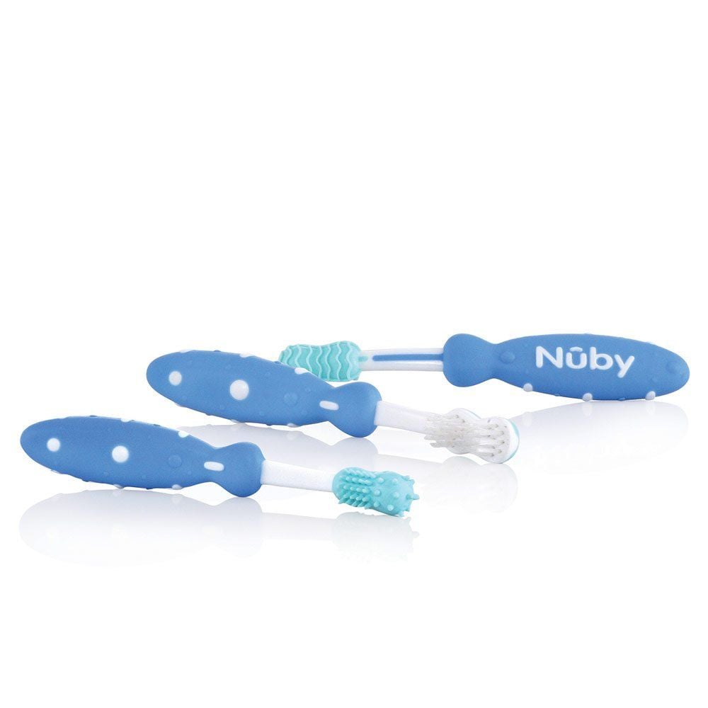 Nuby ID754 Zahnbürsten-Set, blau x3