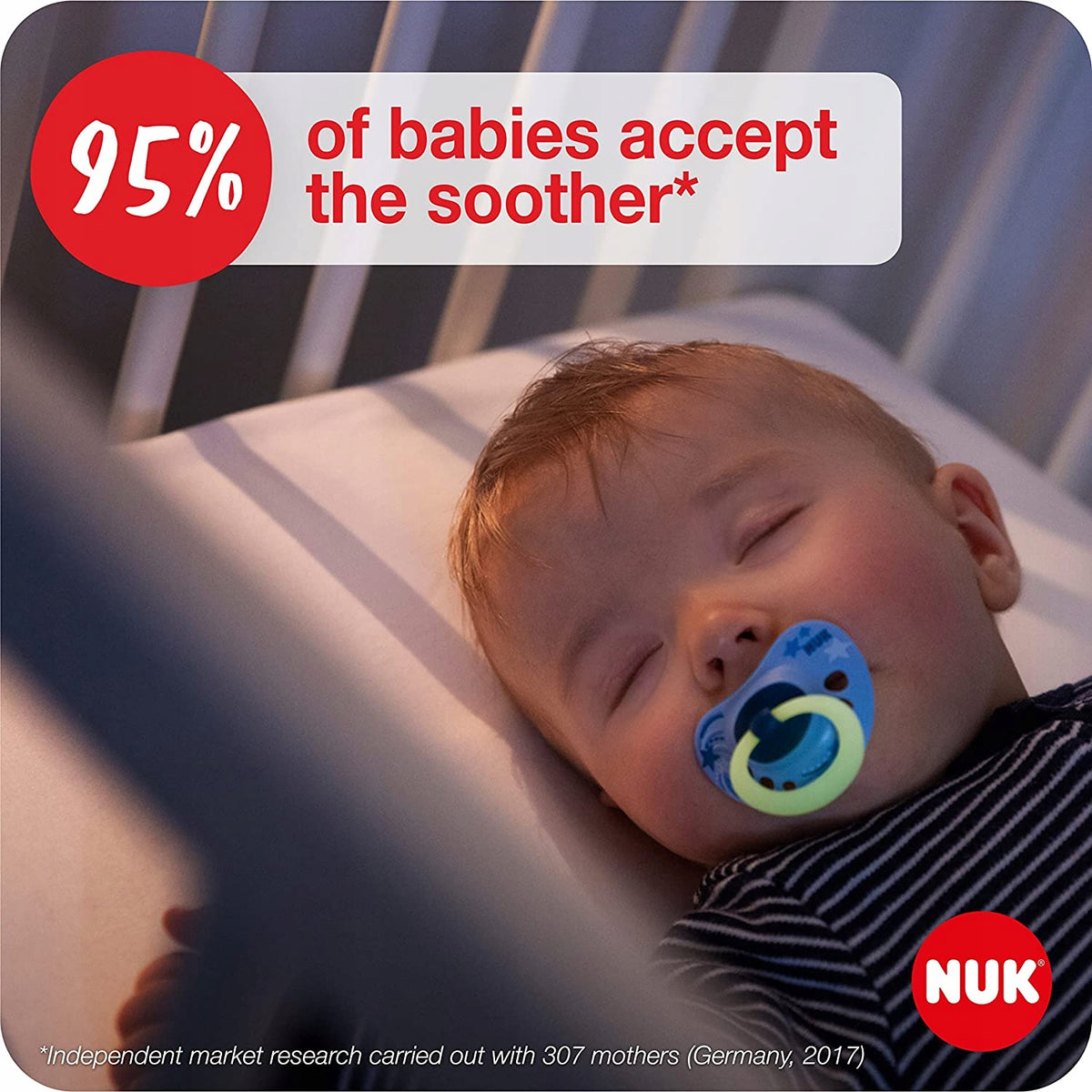 NUK Signaturesoother x2, storage boxAge 6-18 monthscolour pink, glow in the darksiliconeBPA and BPS freeNew
