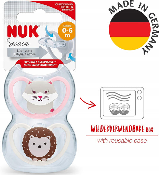 NUK Space suzetă calmantă din silicon x4 0-6 luni + cutie