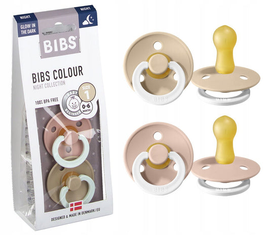 BIBS COLOUR GLOW cumlíky 2pack kaučuk 0-6 msc